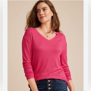 Maurice’s Women's Pink Ribbed Top Sz large.